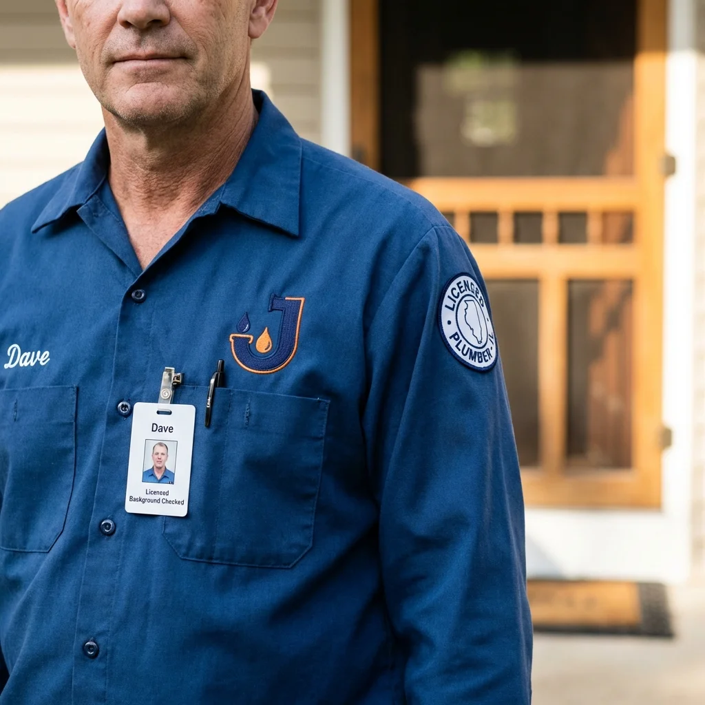 Licensed plumber showing ID badge in Catasauqua, PA