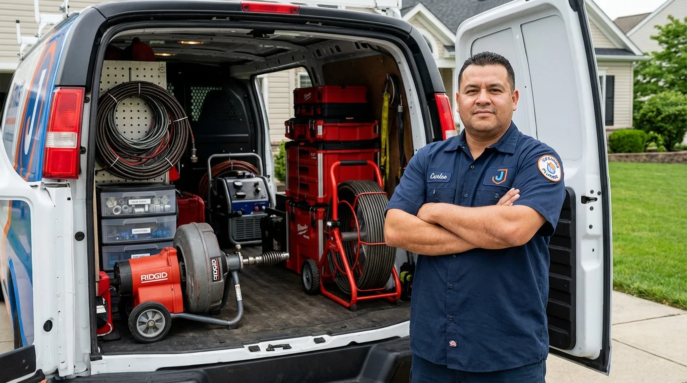 Professional drain cleaning equipment and Johns Plumbing LLC plumber in Catasauqua