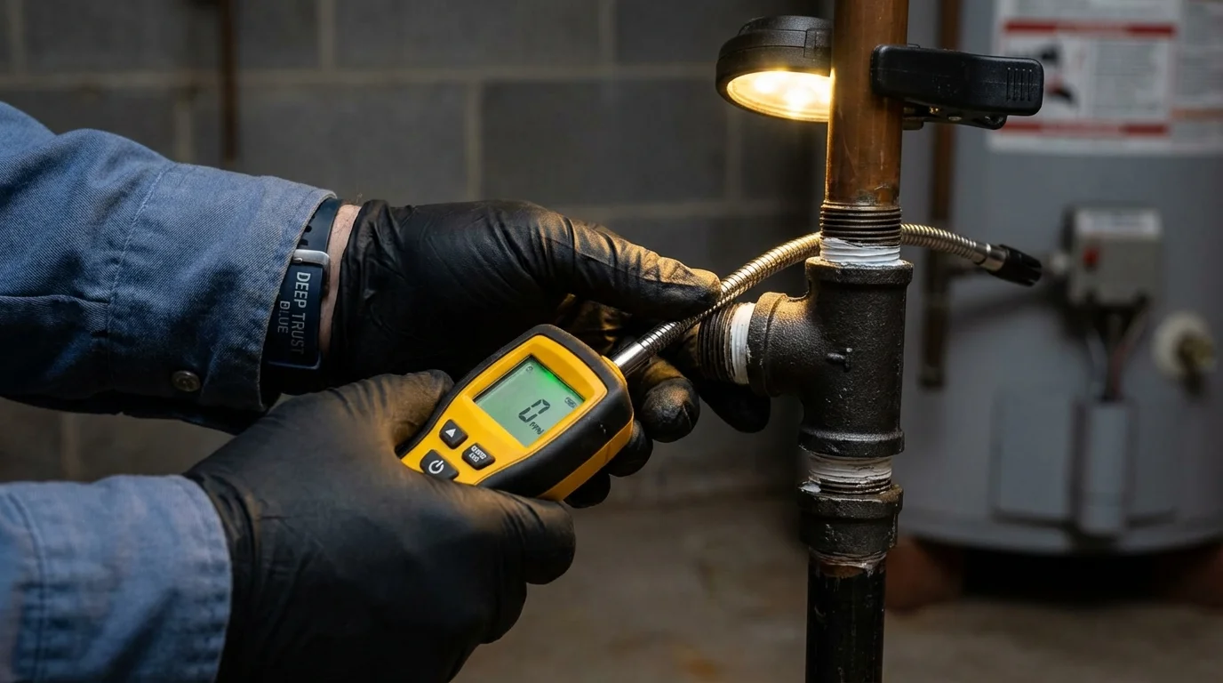 Gas leak detection with electronic sniffer by Johns Plumbing LLC in Catasauqua