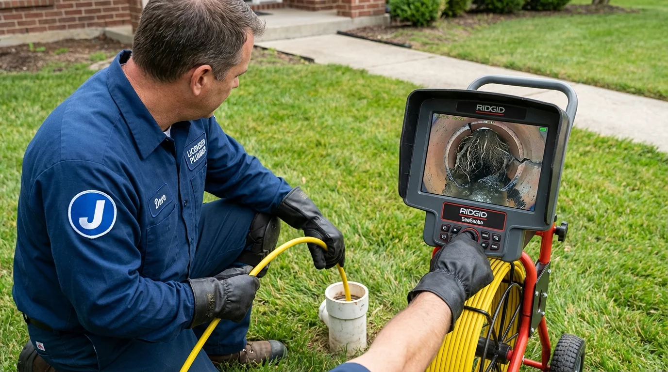 Sewer camera inspection being performed by Johns Plumbing LLC in Catasauqua